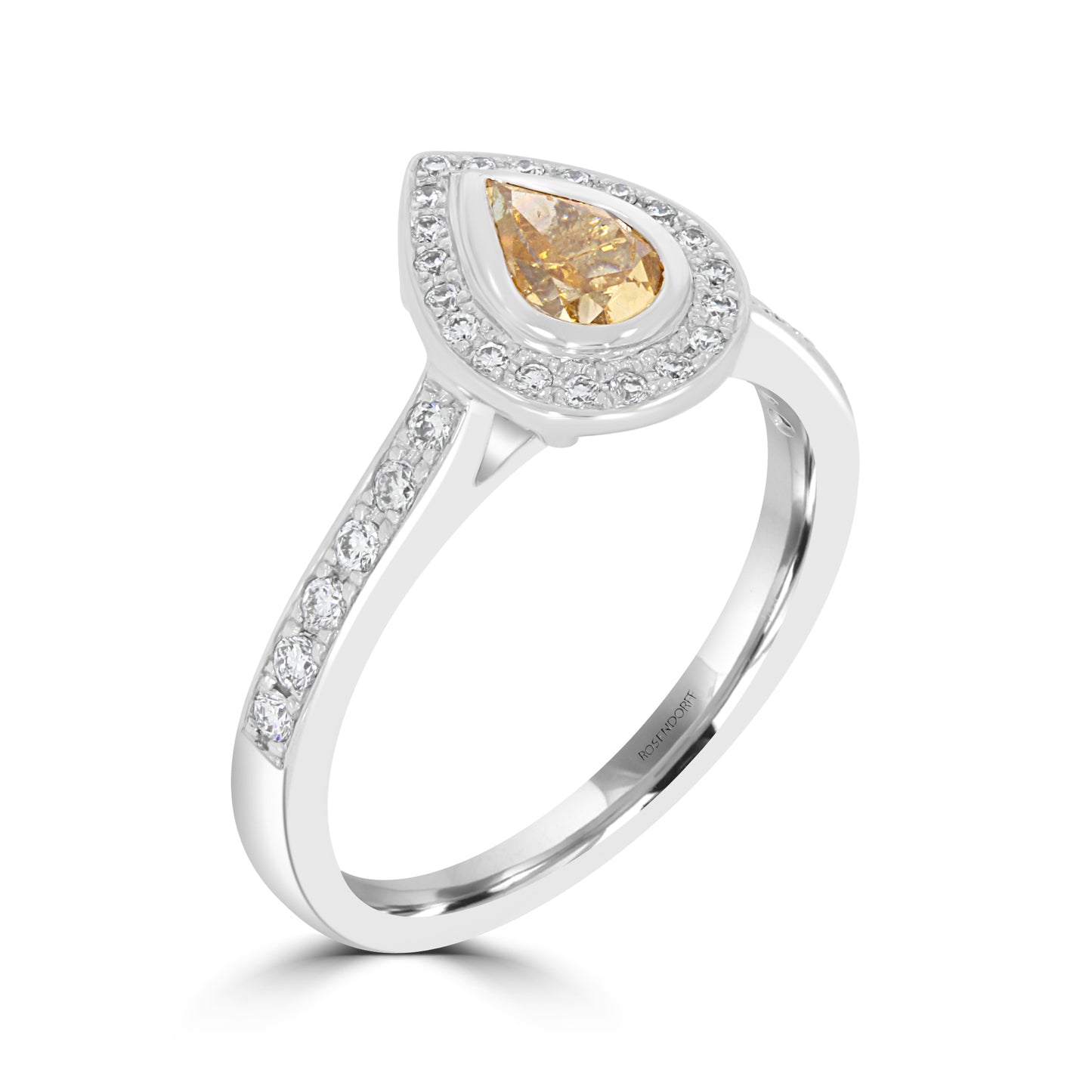 Fancy Intense Yellow Pear & Diamond Halo Ring