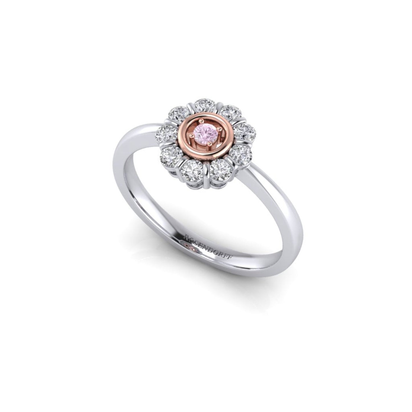 Small Flower Pink & White Halo Ring