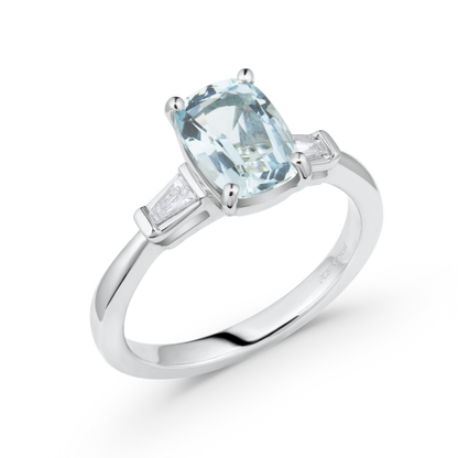 1.46ct Aquamarine & Baguette Diamond Ring