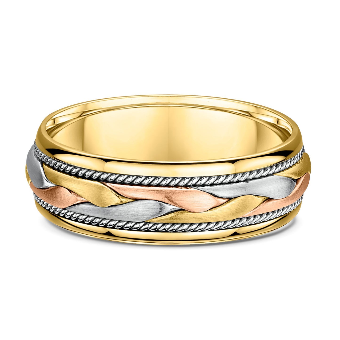 Three Tone Braided Wedding Band