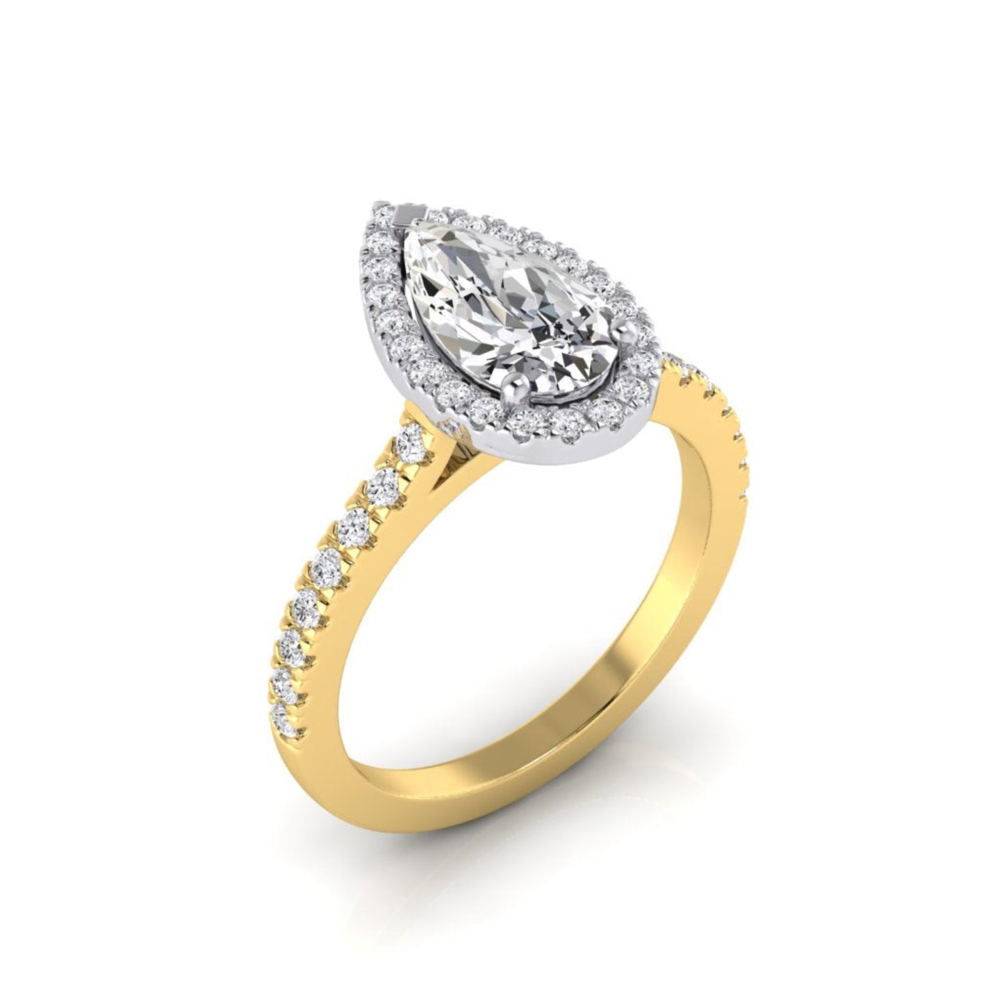 Mary Pear Diamond Halo Ring