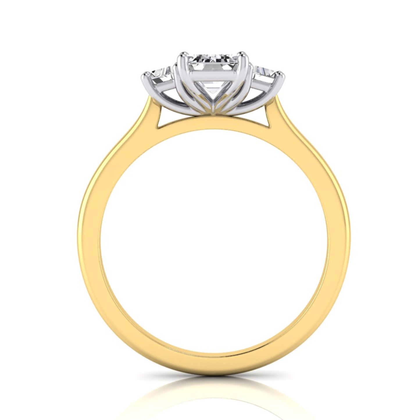 Olivia Emerald Diamond Trapezoid Trilogy Ring