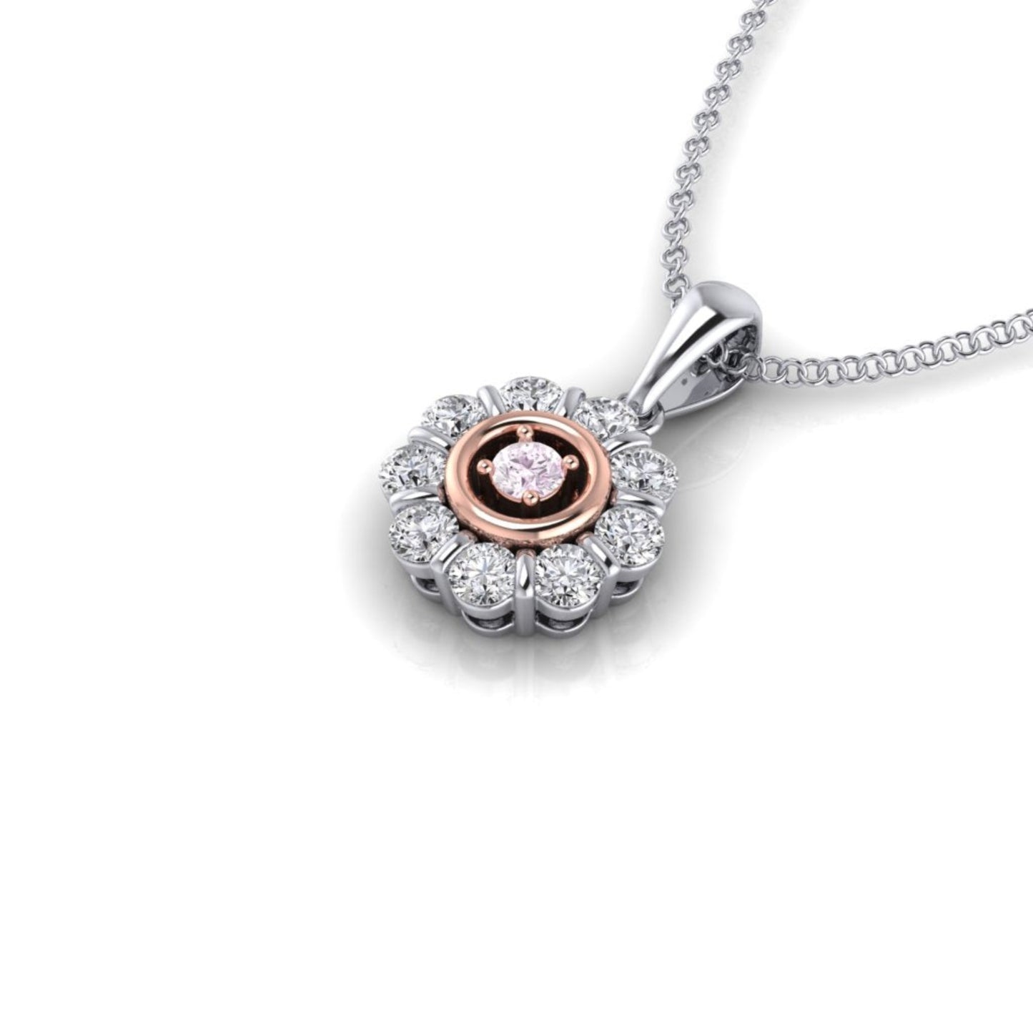 Pink Diamond Luxe Flower Halo Pendant