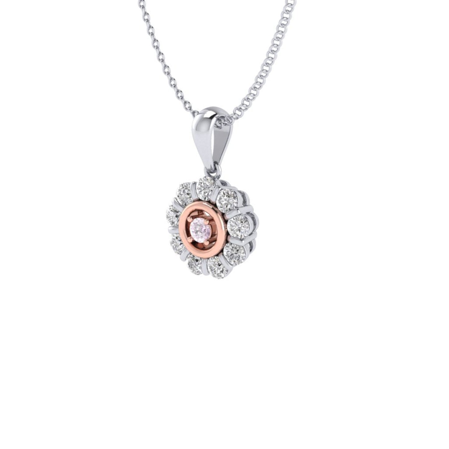 Pink Diamond Luxe Flower Halo Pendant