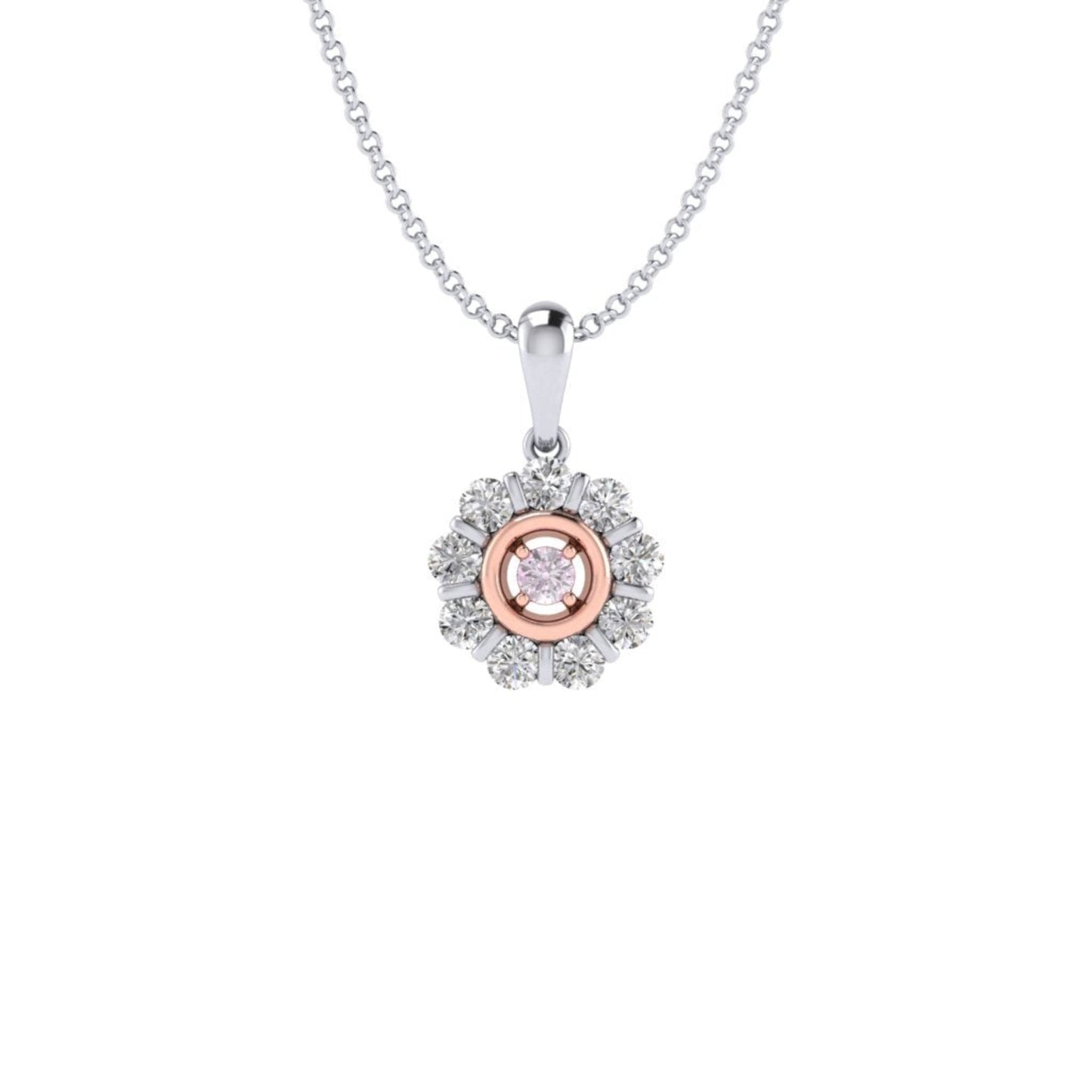 Pink Diamond Luxe Flower Halo Pendant