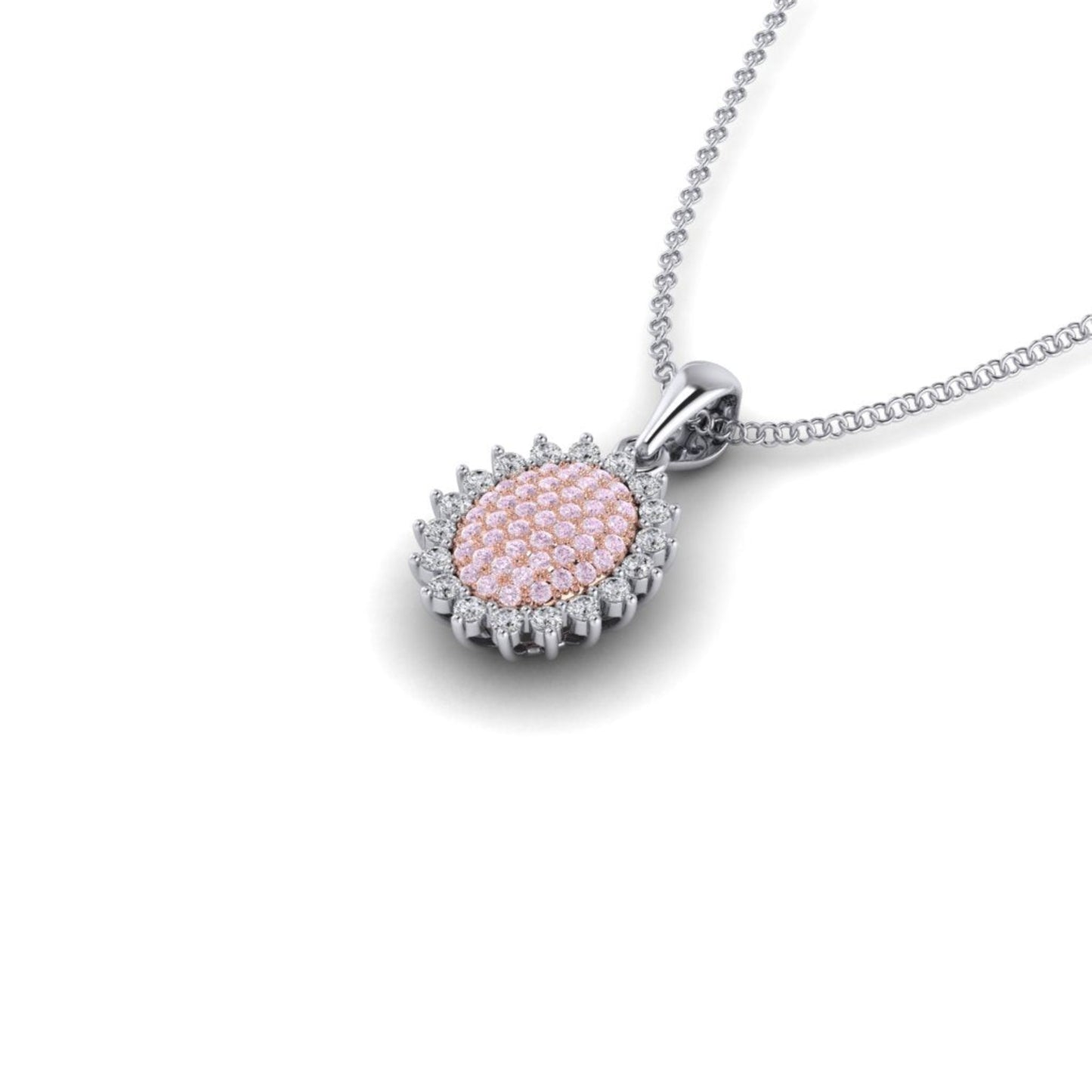 Eminence Pinks Sunflower Oval Pave Pendant