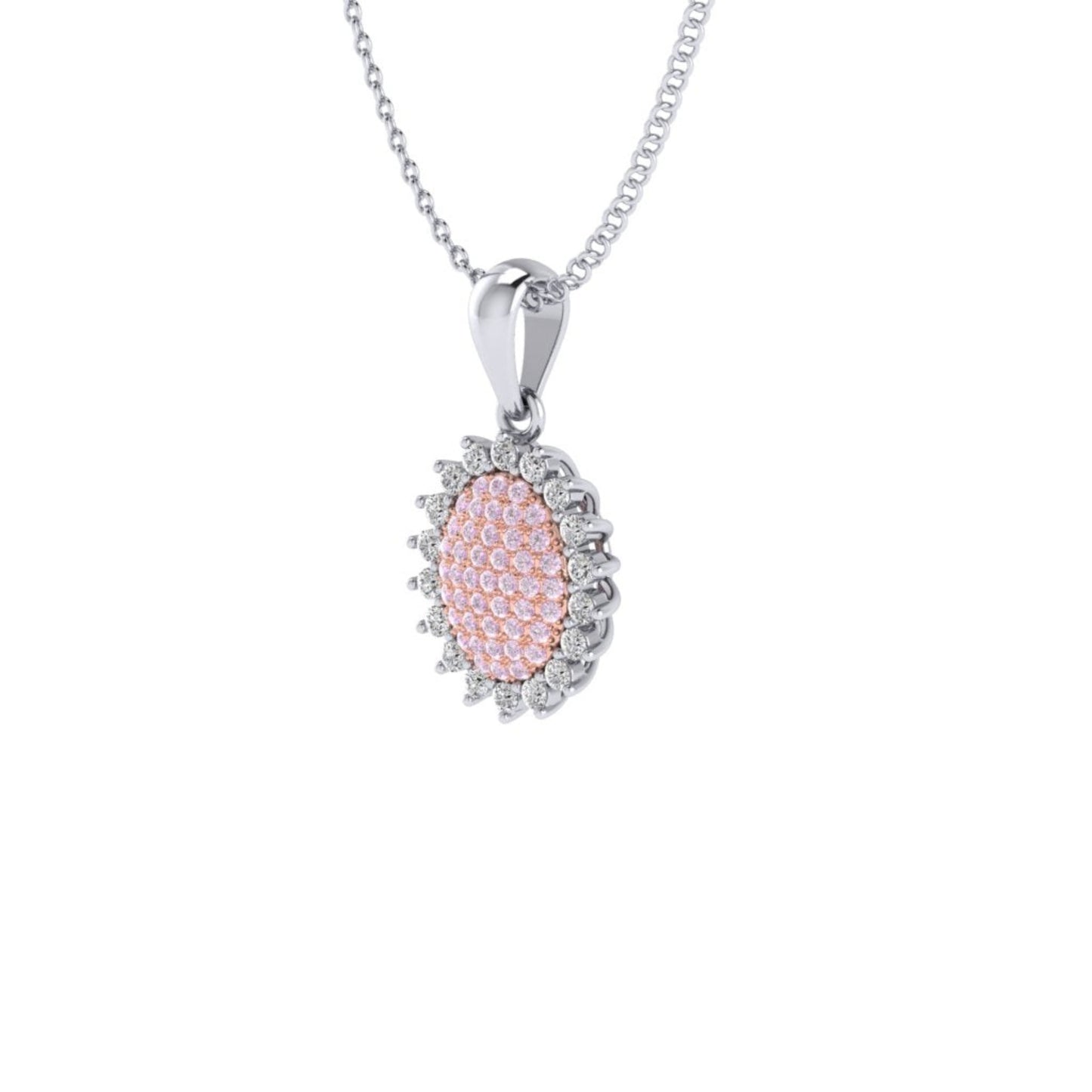 Eminence Pinks Sunflower Oval Pave Pendant