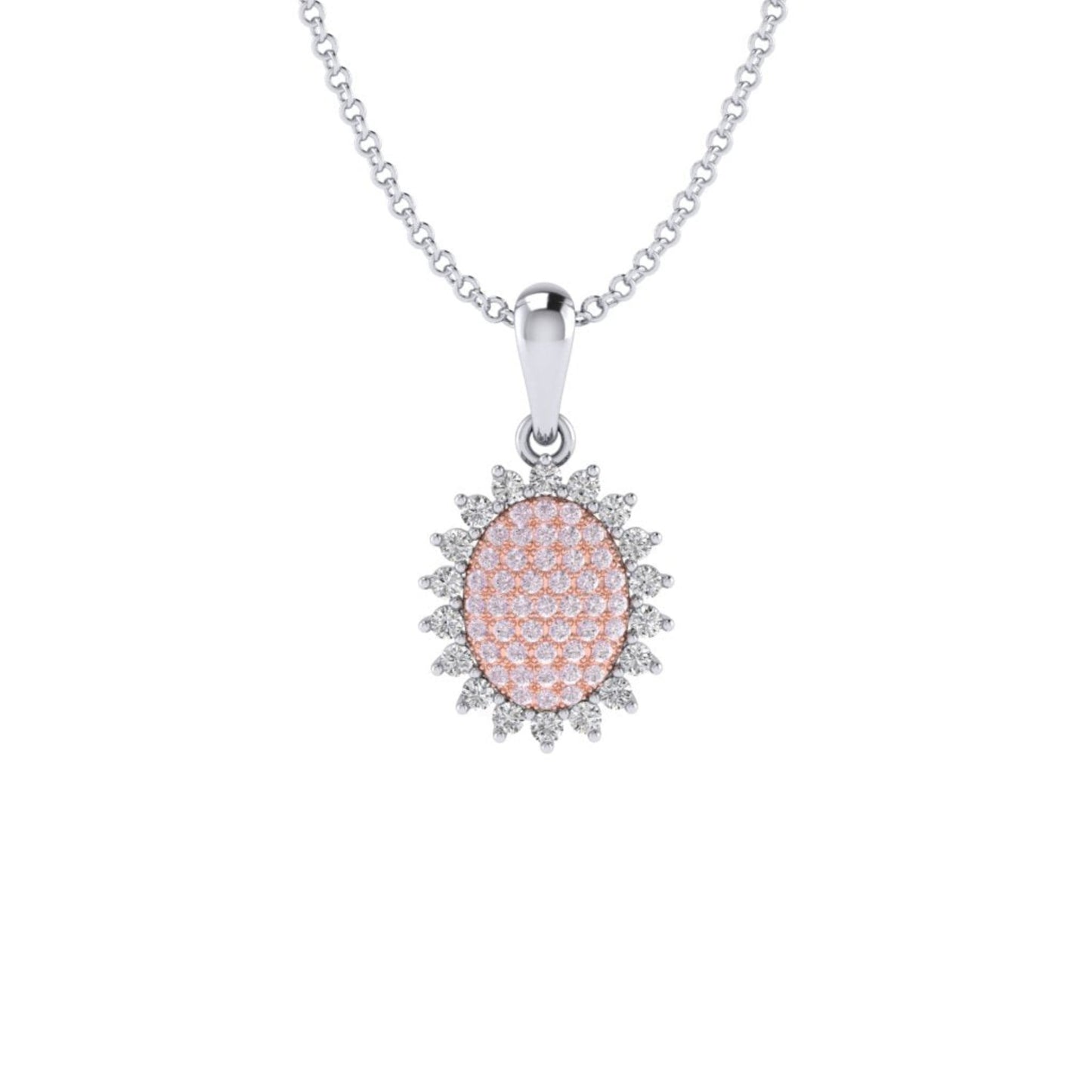 Eminence Pinks Sunflower Oval Pave Pendant