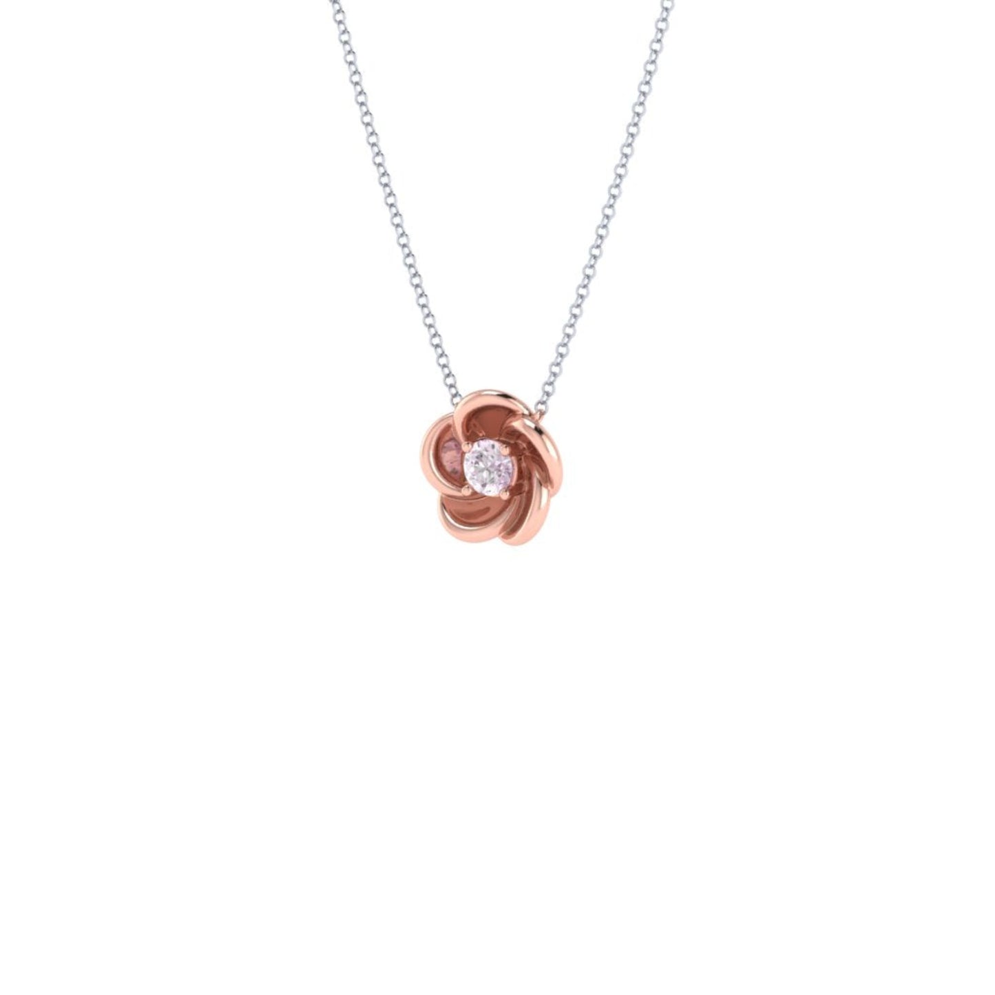 Pink Diamond Flower Petal Pendant