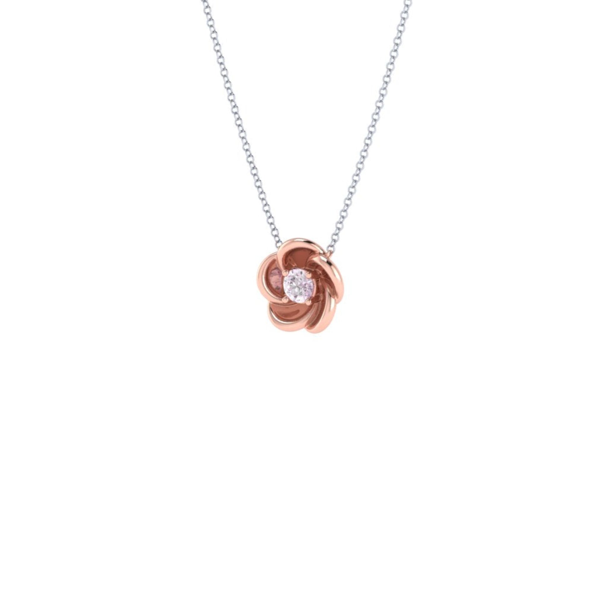 Pink Diamond Flower Petal Pendant