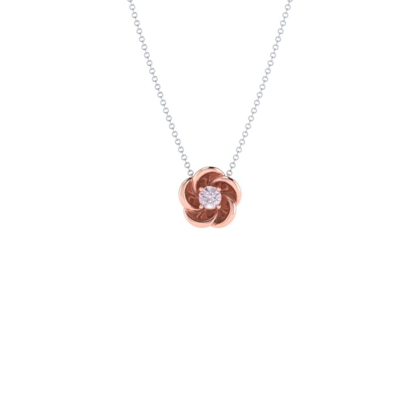 Pink Diamond Flower Petal Pendant