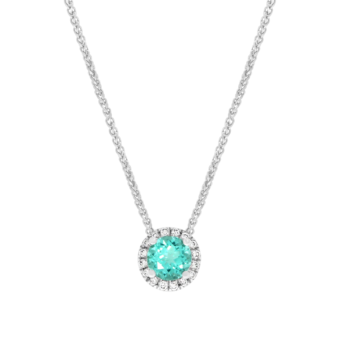 Round Paraiba Tourmaline & Diamond Pendant