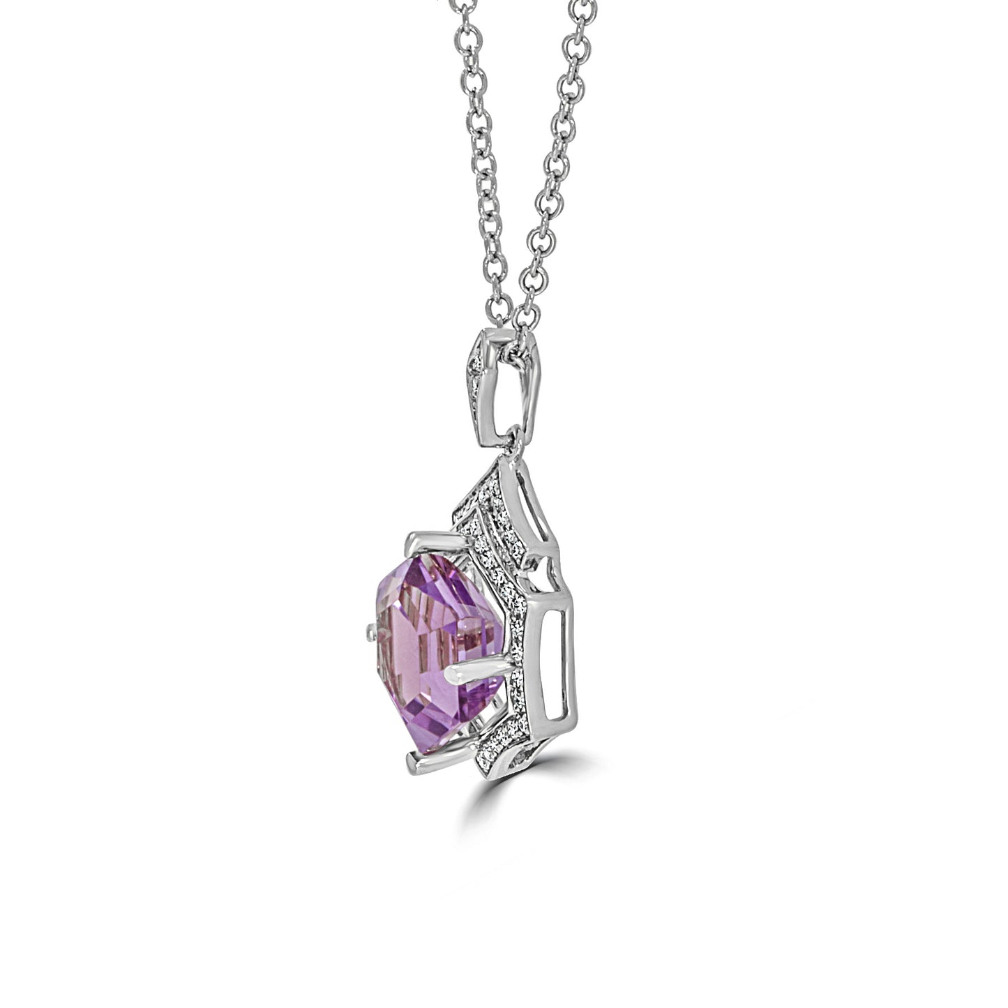 Amethyst Hexagon & Diamond Pendant