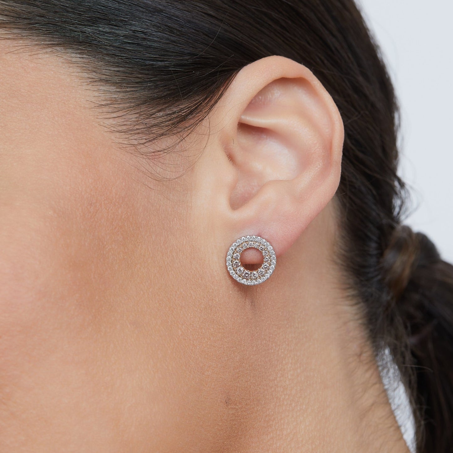 Circle Of Life Pink & White Diamond Stud Earrings | 18ct White & Rose Gold