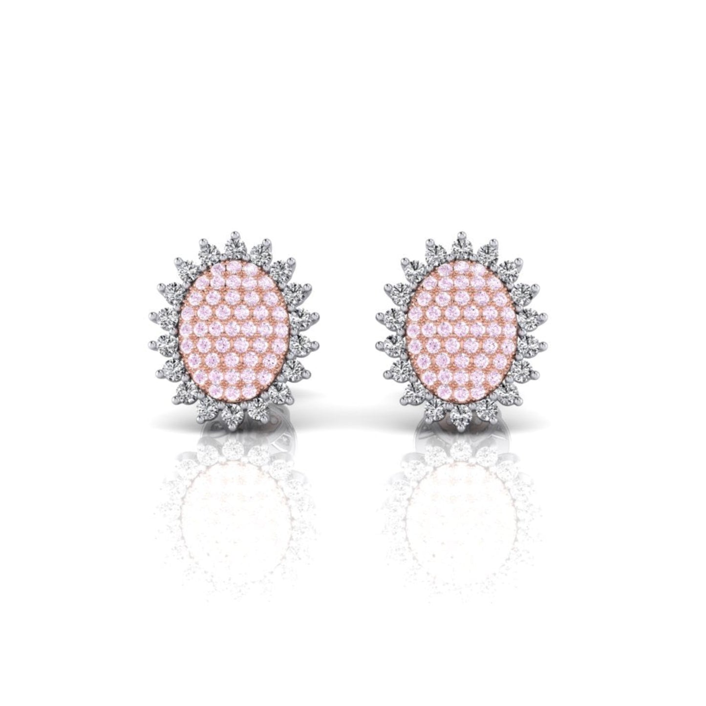 Eminence Pinks Sunflower Oval Pave Earrings