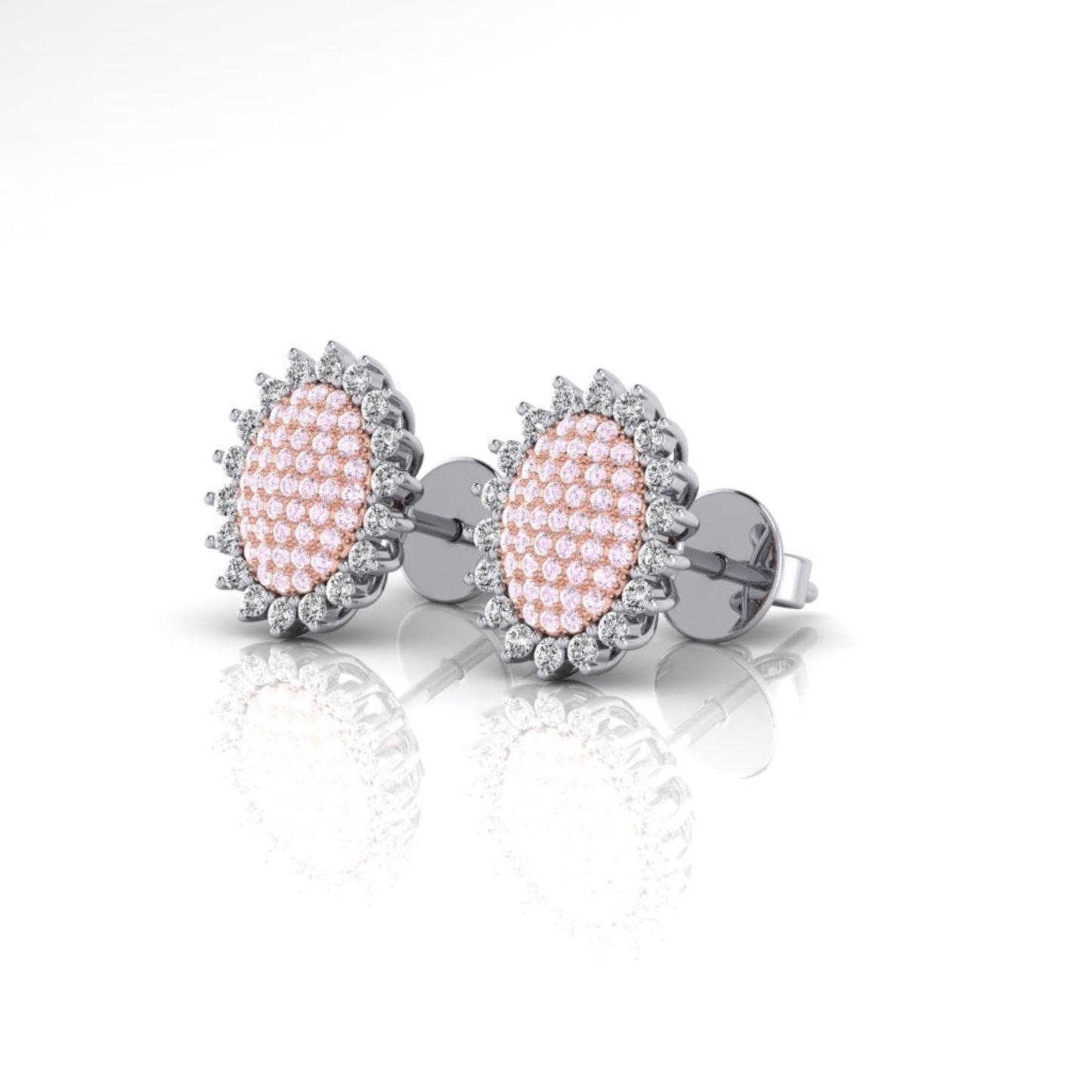 Eminence Pinks Sunflower Oval Pave Earrings