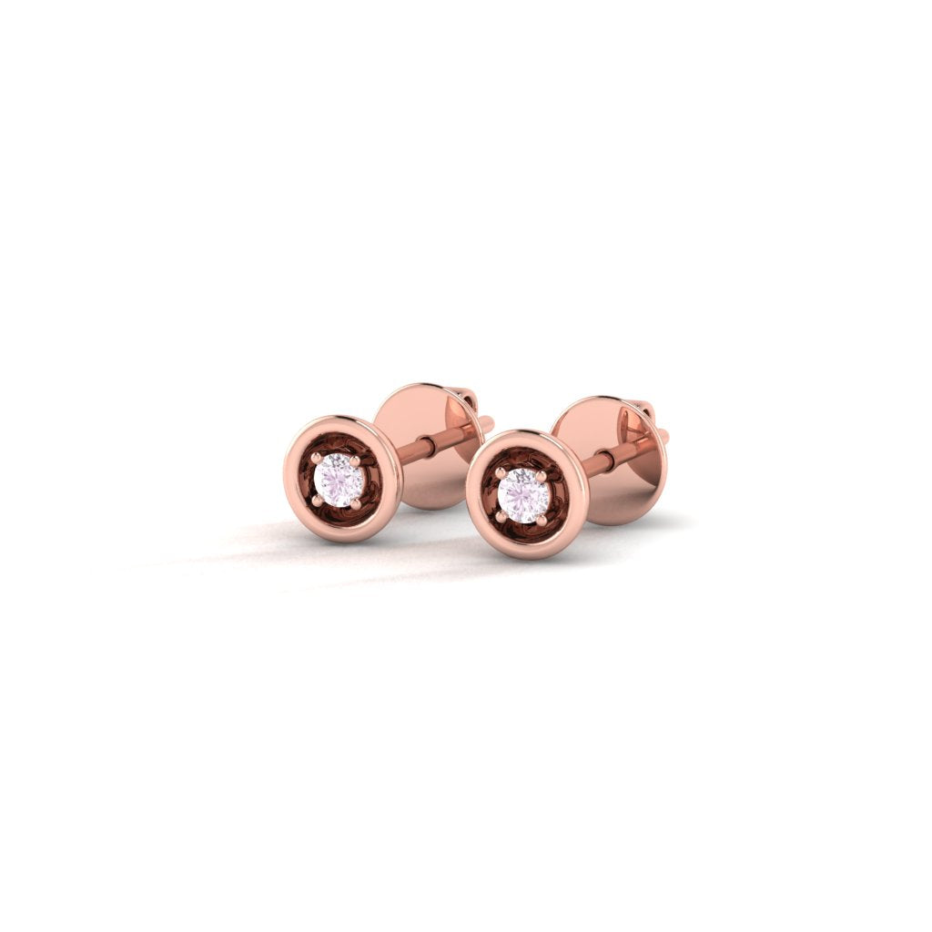 Illusion Set Solitaire Pink Stud Earrings