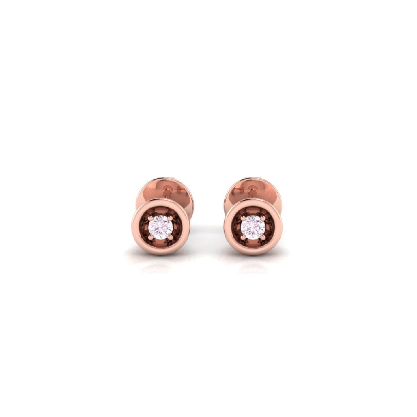 Illusion Set Solitaire Pink Stud Earrings