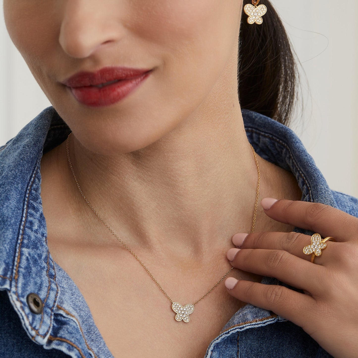 Champagne Diamond Butterfly Ring | 18ct Yellow Gold