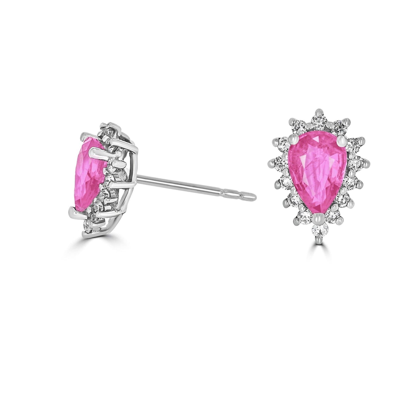 Pink Sapphire and Diamond Halo Earrings