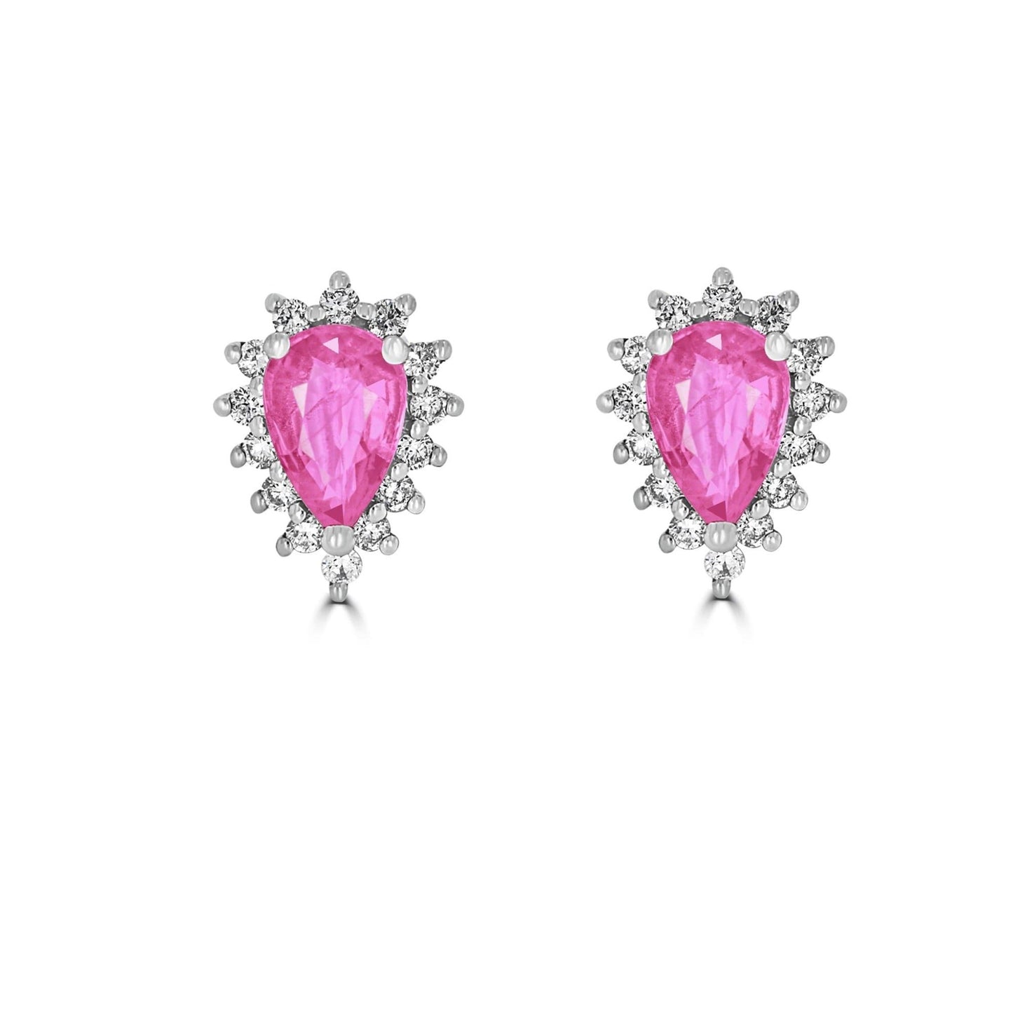 Pink Sapphire and Diamond Halo Earrings