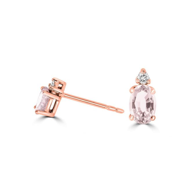 Oval Morganite & Diamond Studs