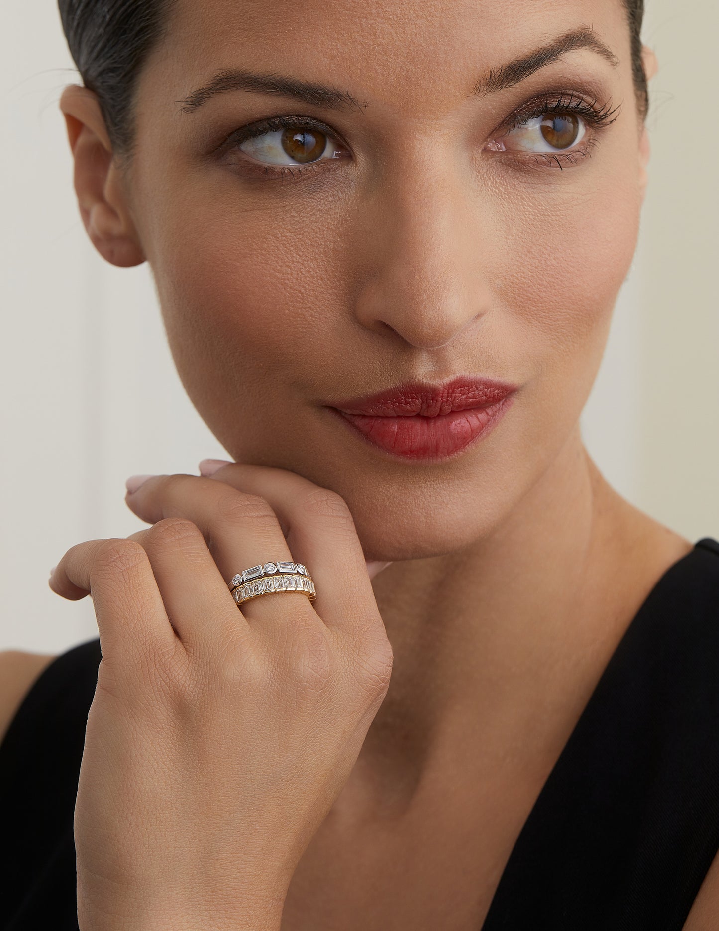 Baguette & Round Brilliant Bezel 9st 0.80tcw Diamond Ring
