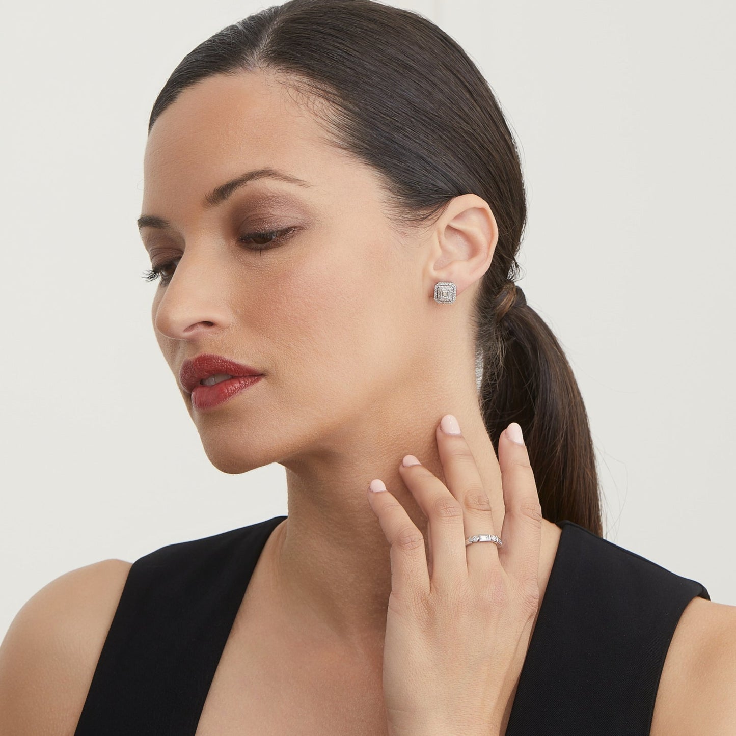 Carre Double Halo Stud Earrings
