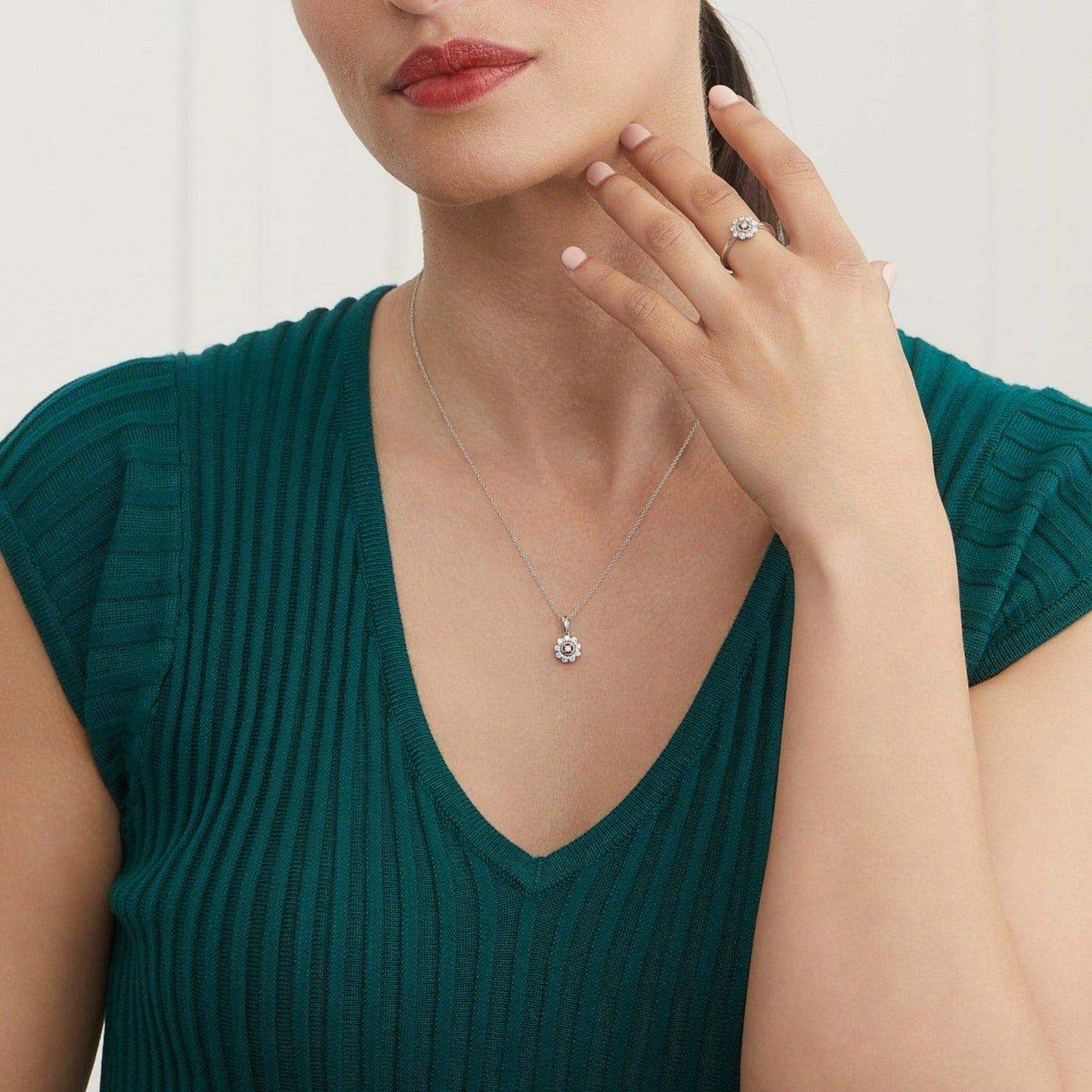 Pink Diamond Luxe Flower Halo Pendant