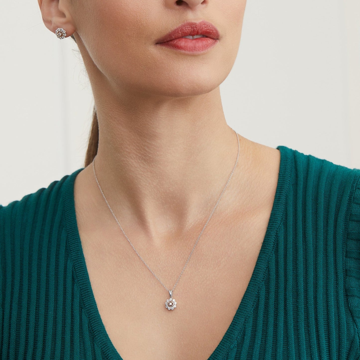 Pink Diamond Luxe Flower Halo Pendant