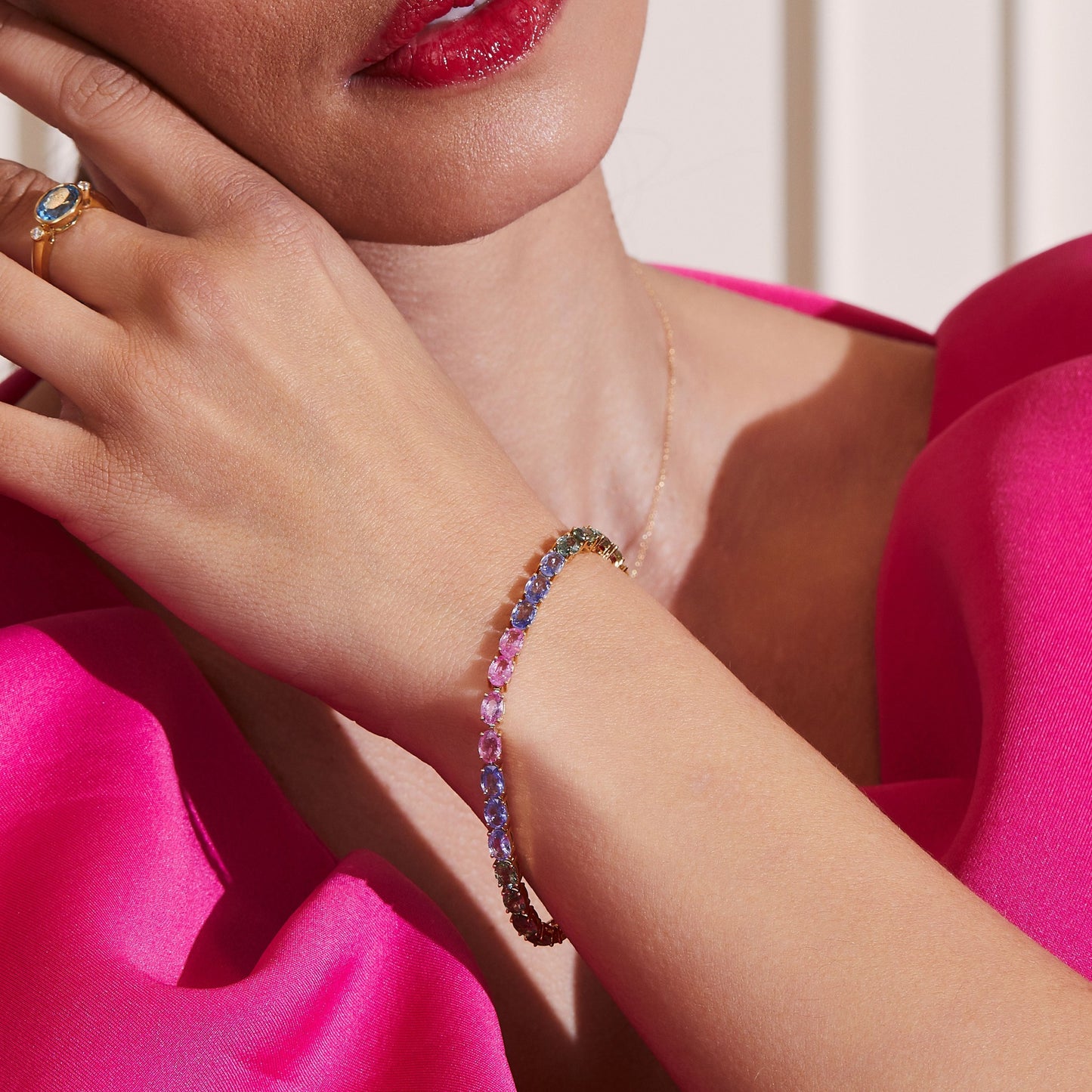 Sapphire Rainbow 17.05ct Tennis Bracelet | 18ct Rose Gold