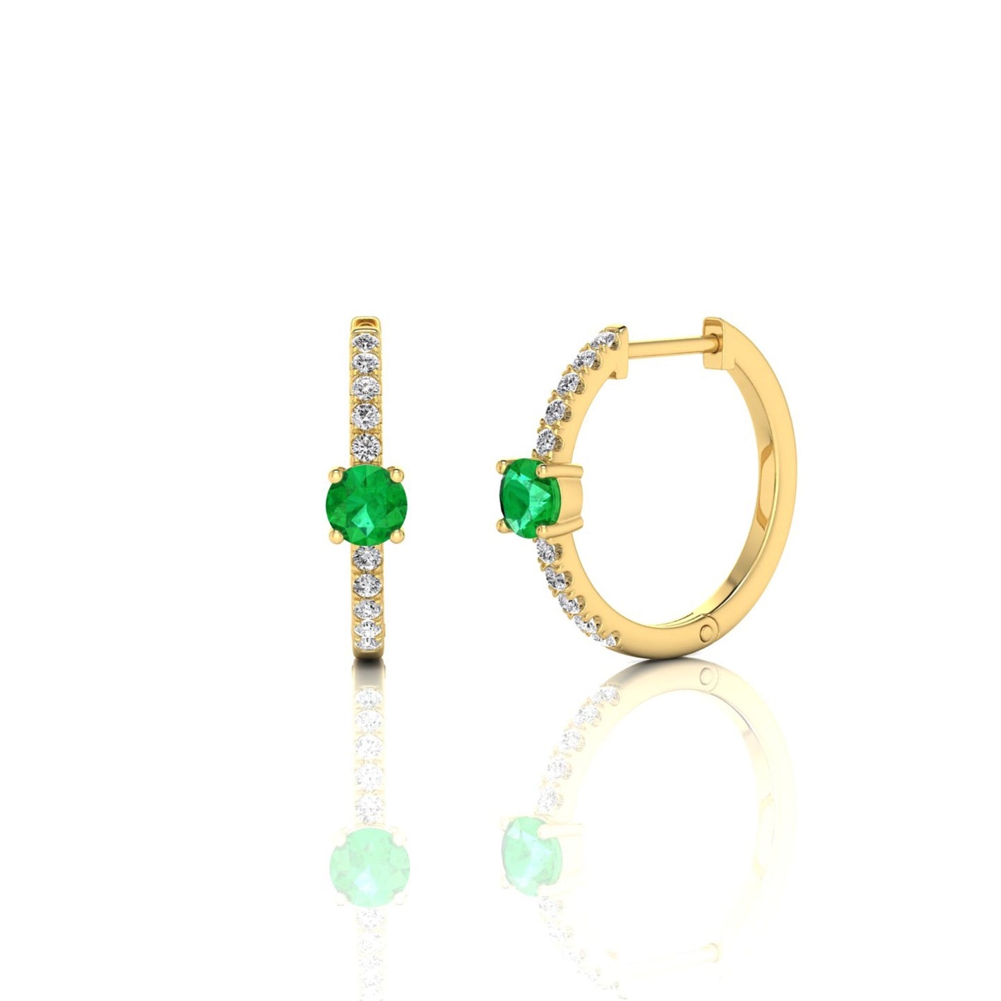 Emerald and Diamond Huggie Earrings
