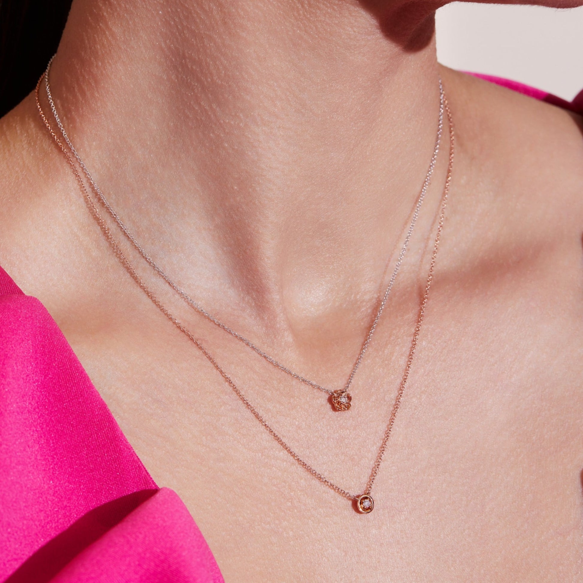 Pink Diamond Flower Petal Pendant
