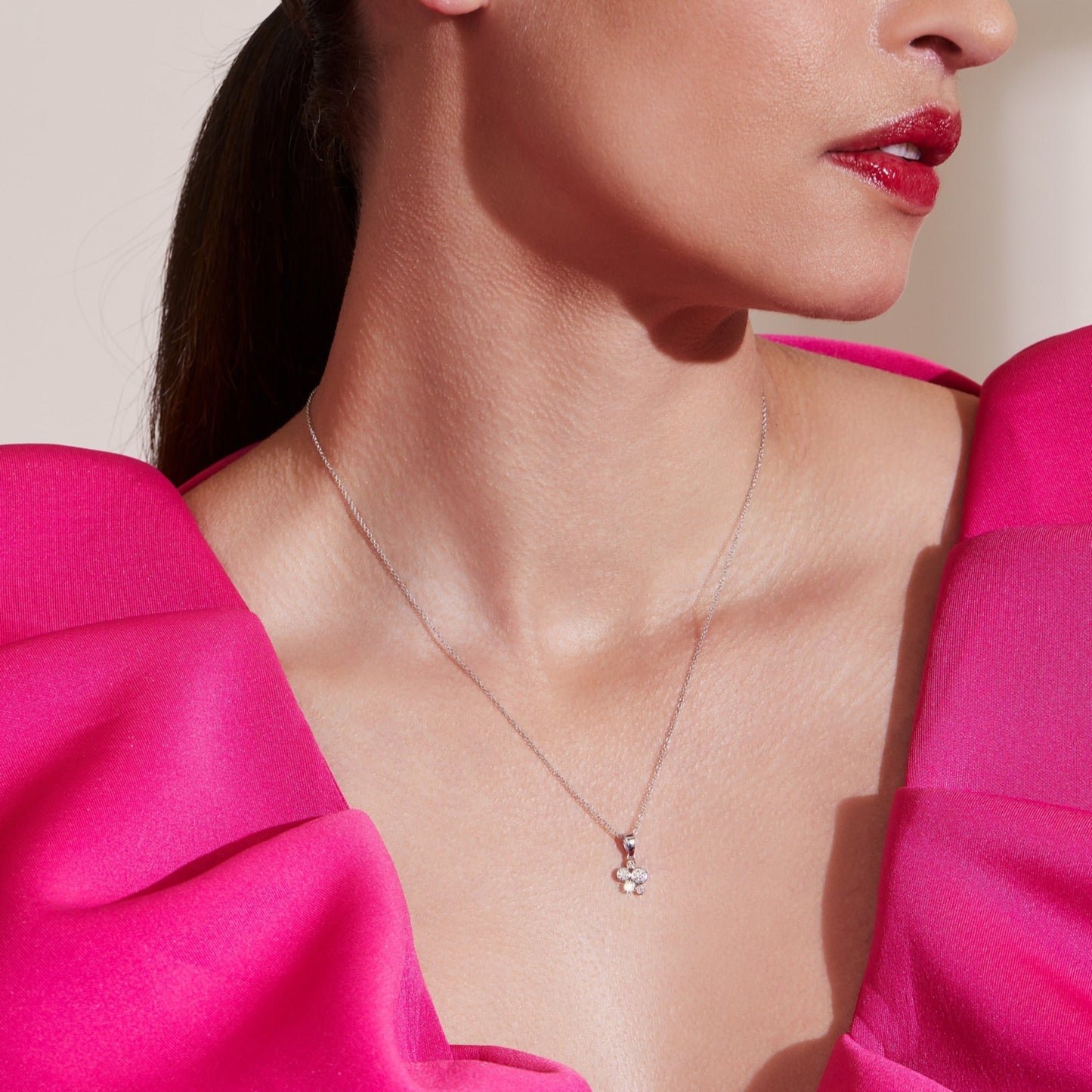 Pink & White Diamond Bezel Pendant