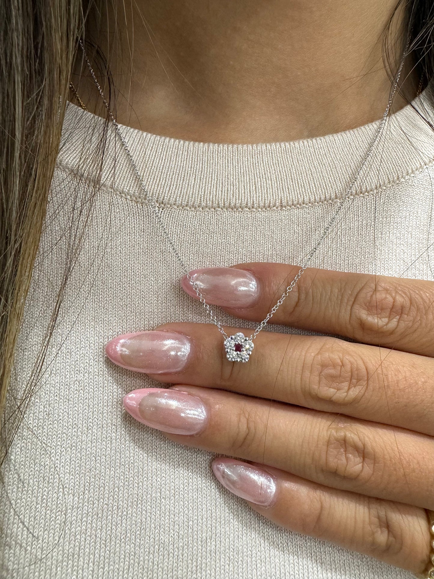 Ruby & Diamond Cluster Pendant