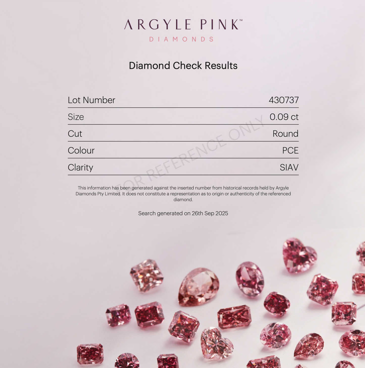 Argyle Pink Champagne Diamond PCE SI 0.09ct Loose