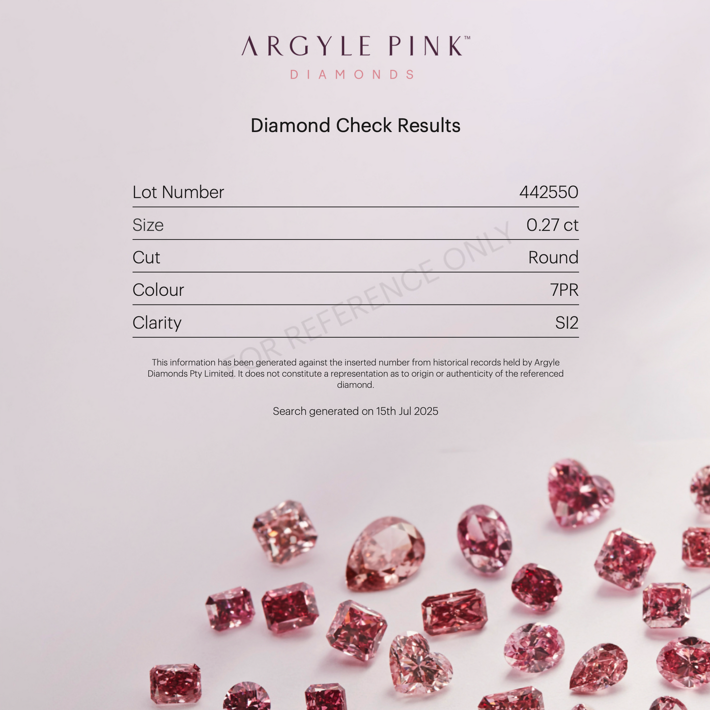 Argyle RB 0.27ct 7PR SI2 Certified Loose Pink Diamond From WA