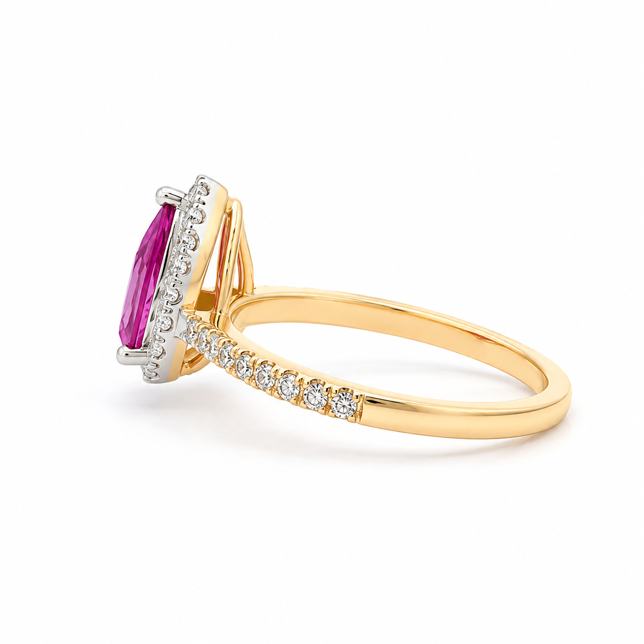 Pear Tourmaline Halo Diamond Ring