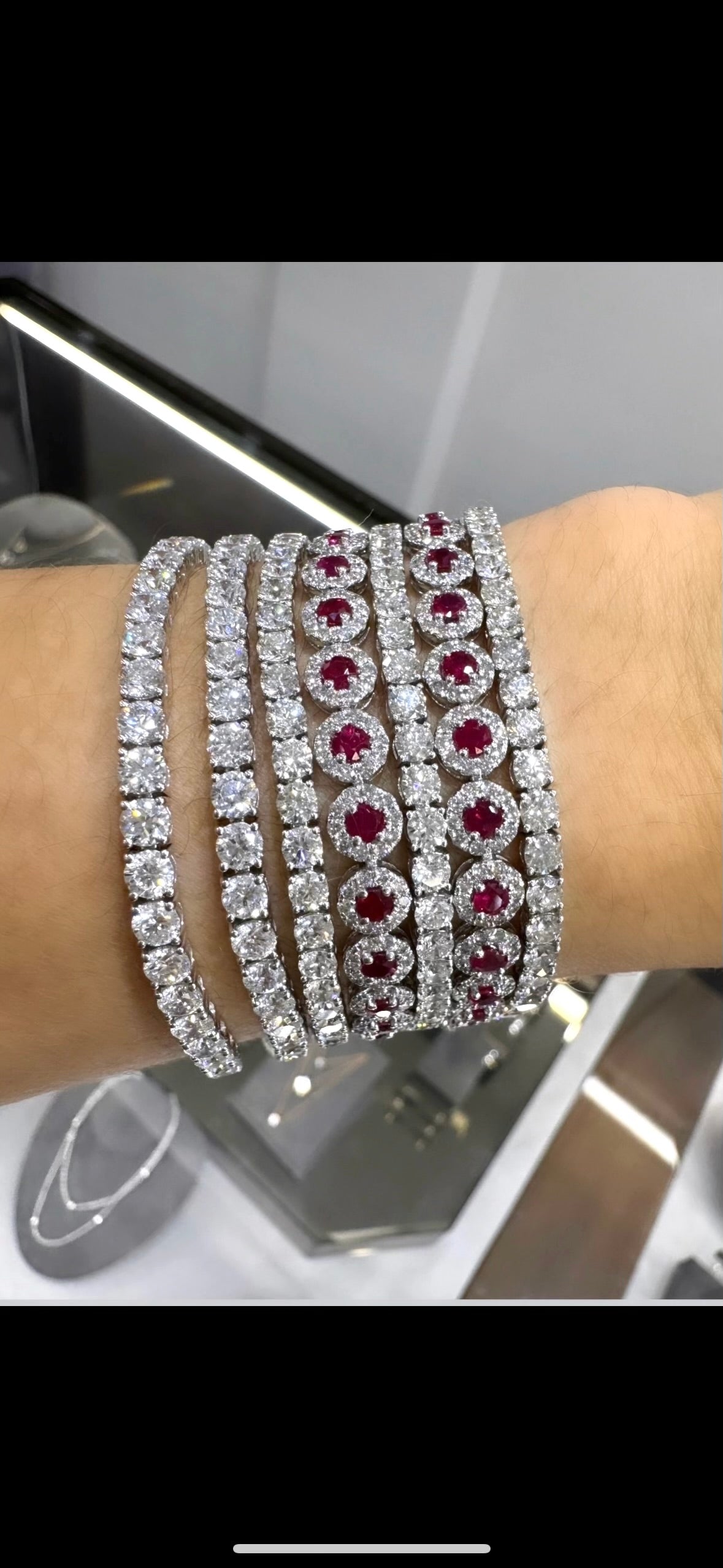 Ruby & Diamond Halo Bracelet
