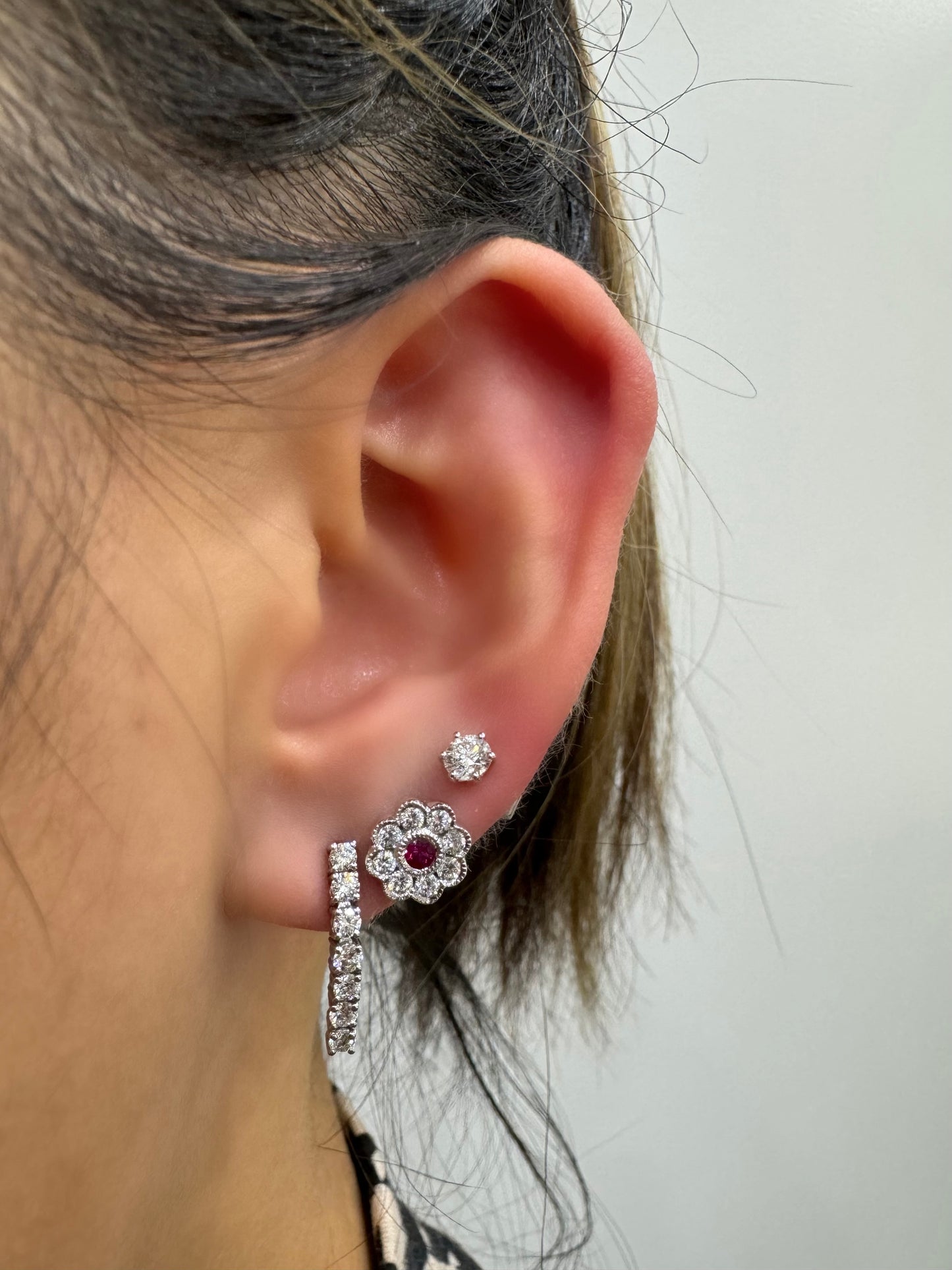 Ruby & Diamond Vintage Flower Earrings