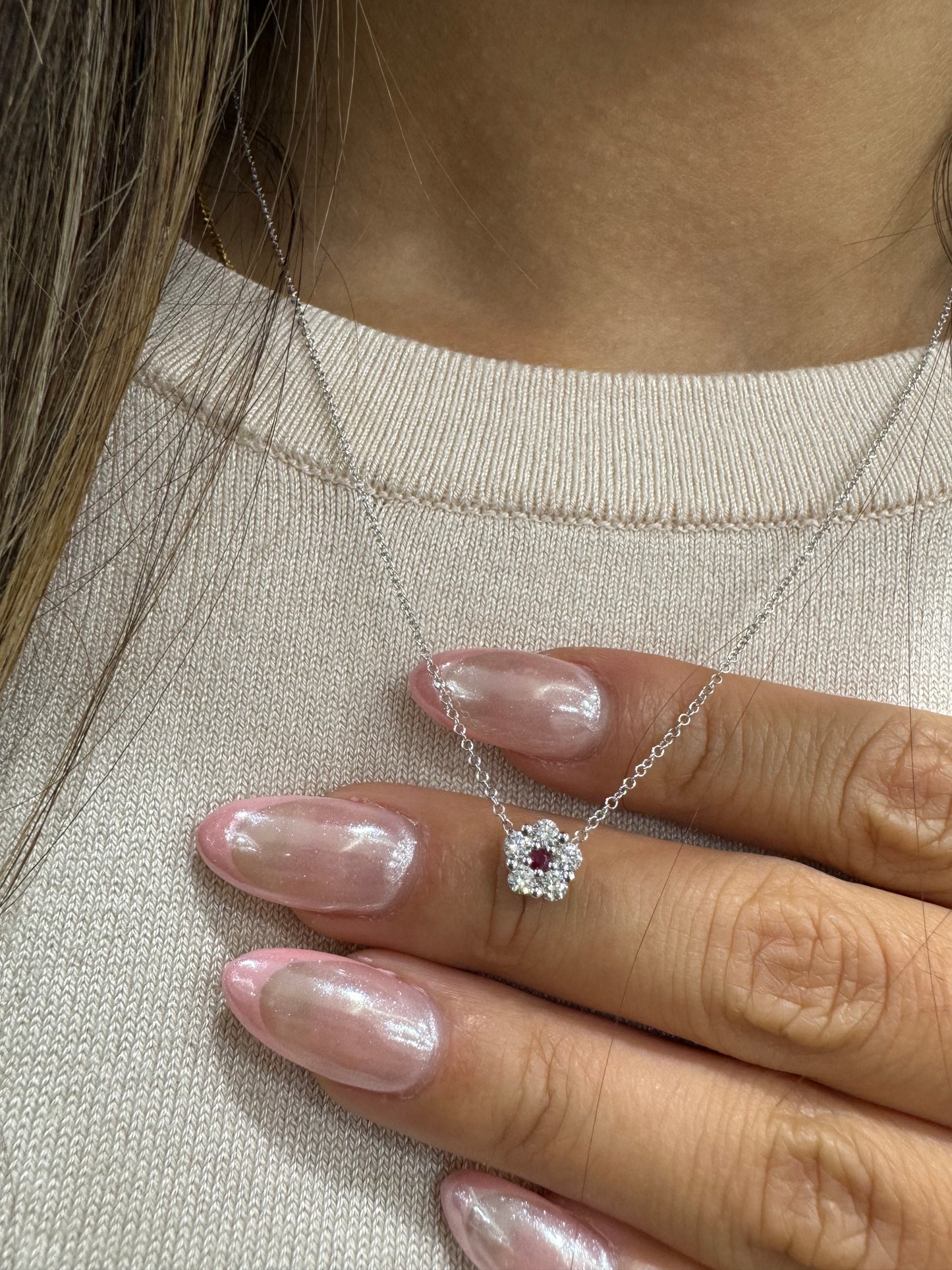 Ruby & Diamond Cluster Pendant