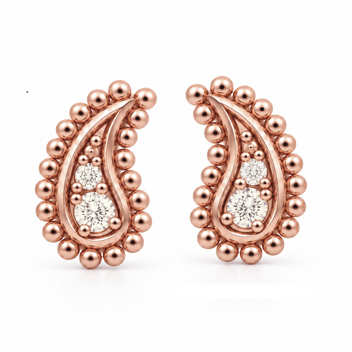 Paisley Diamond Stud Earrings | 18ct Rose Gold