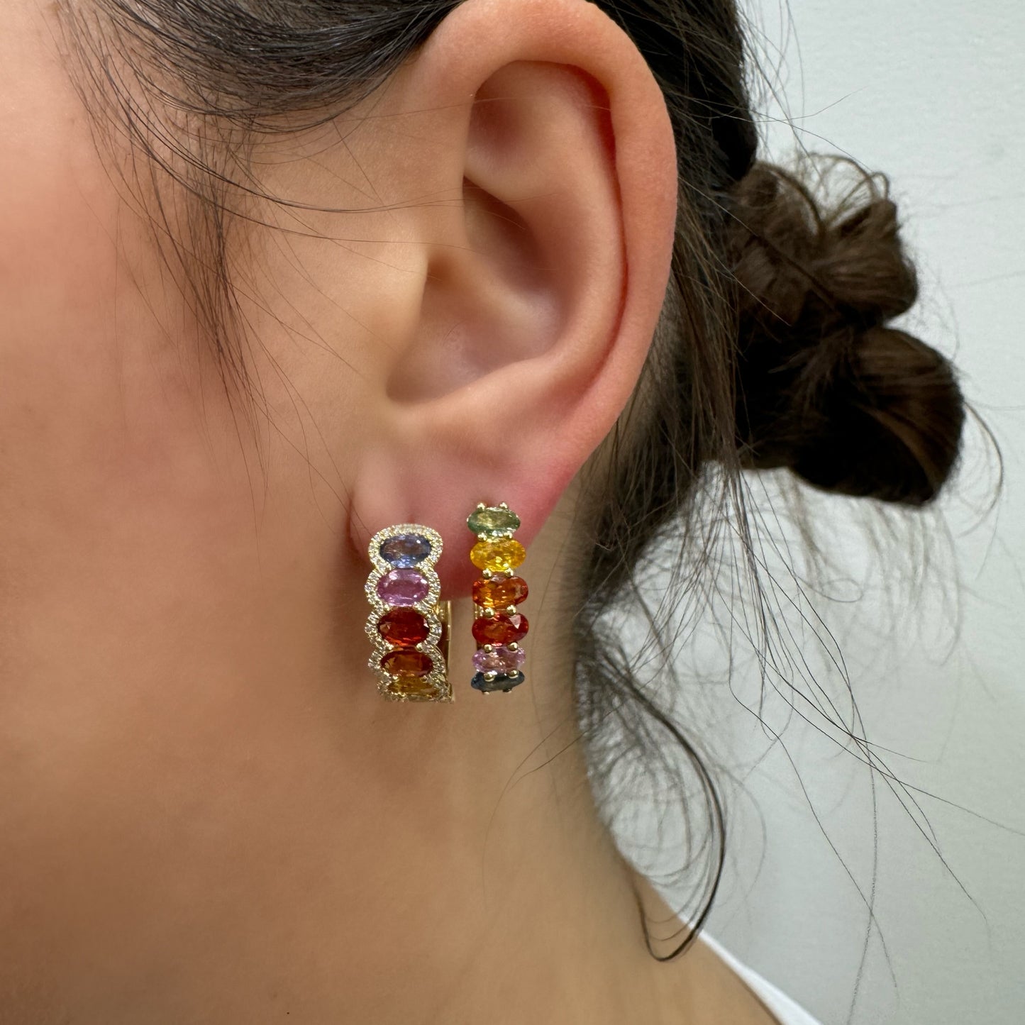 Rainbow Sapphire Hoops