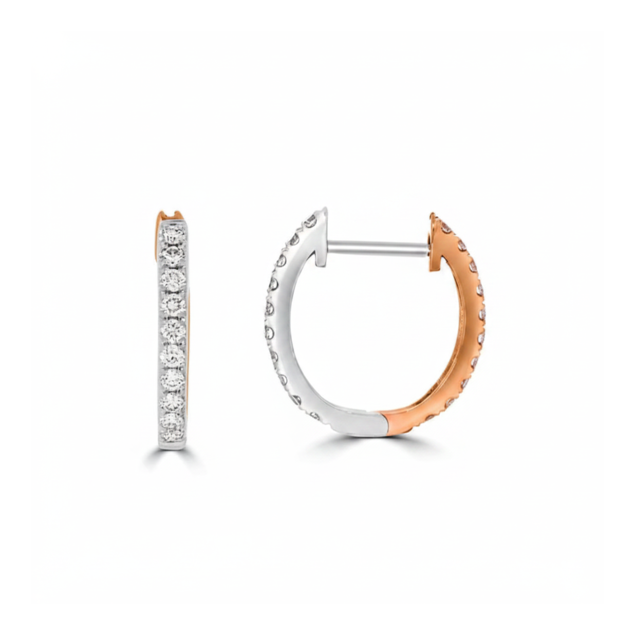 Eminence Pinks Vintage Inspired Bezel Diamond Hoop Earrings