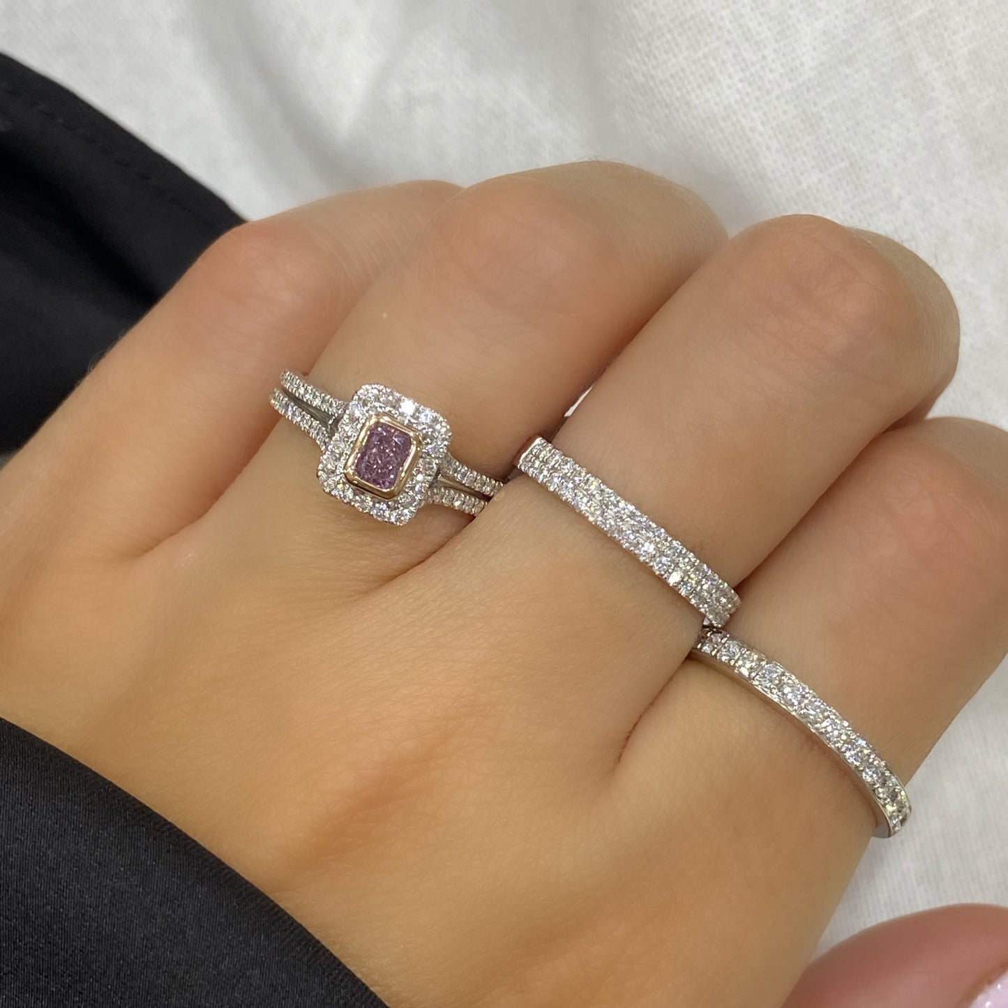GIA Radiant Pink Diamond Halo Ring