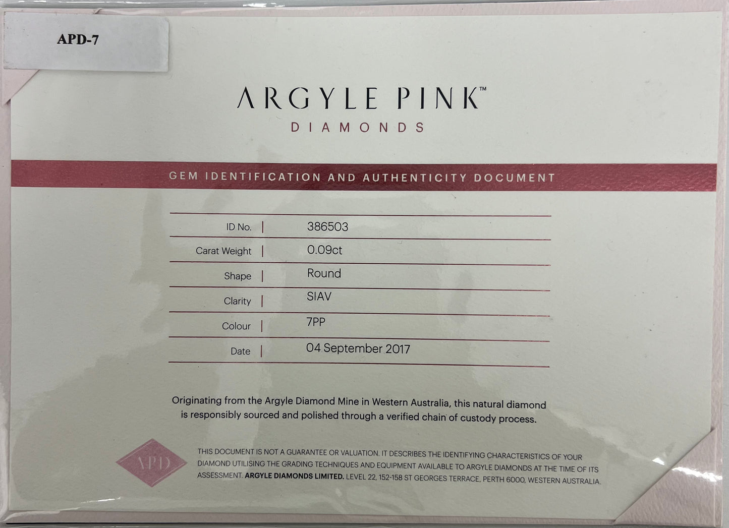 Argyle RB 0.09ct 7PP SIAV Certified Loose Pink Diamond From WA