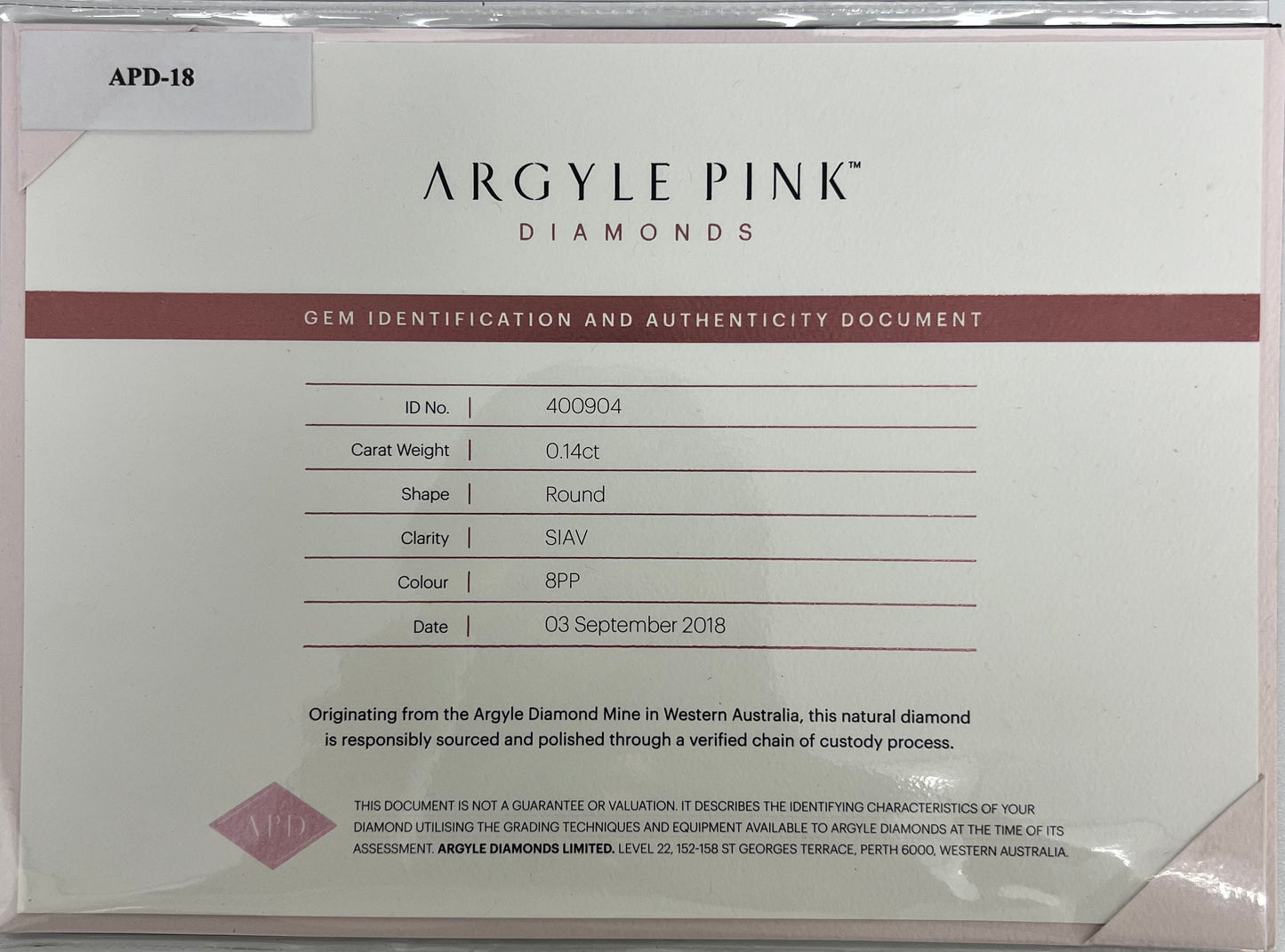 Argyle 8PP RB 0.14ct SI Certified Loose Pink Diamond From WA