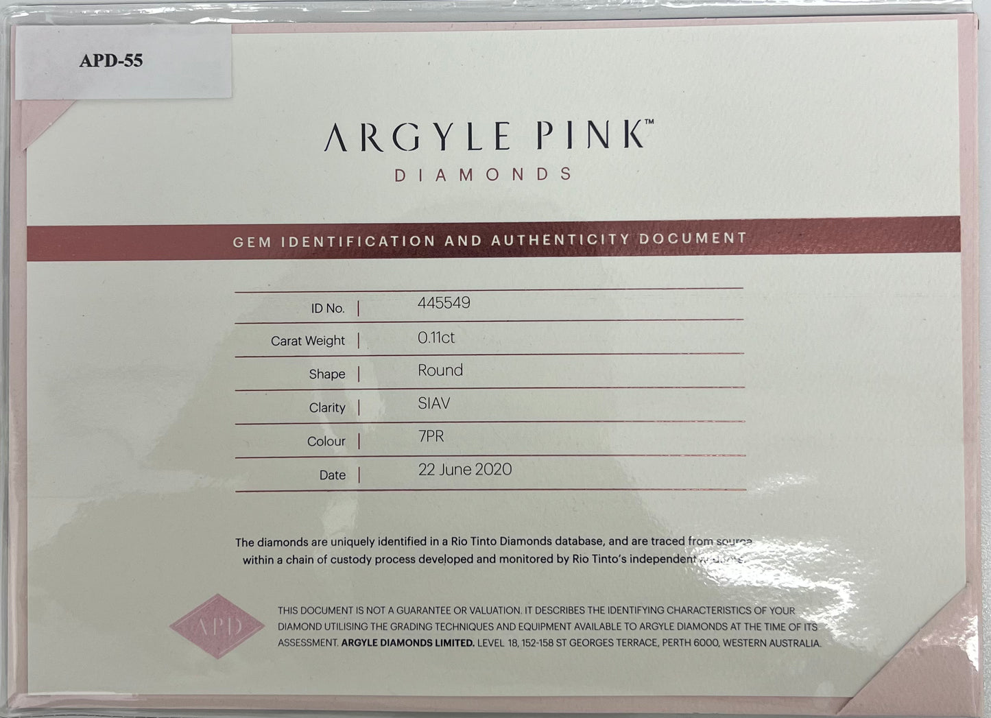 Argyle 7PR RB 0.11ct VS Certified Loose Pink Diamond From WA