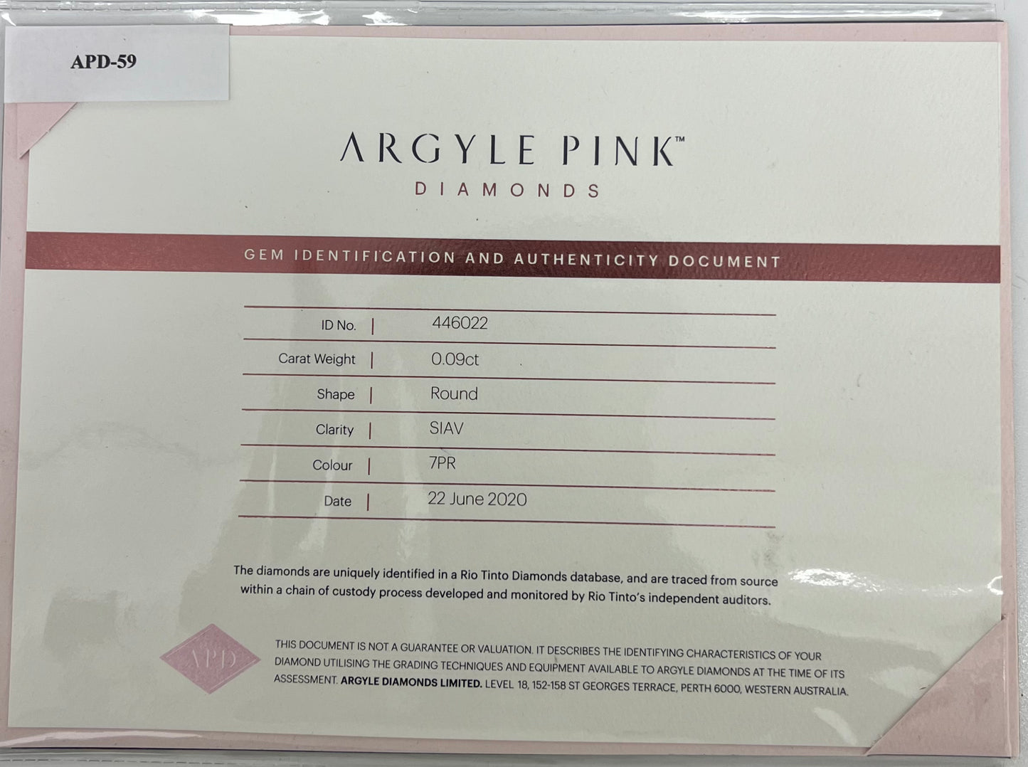 Argyle 7PR RB 0.09ct SIAV Certified Loose Pink Diamond From WA