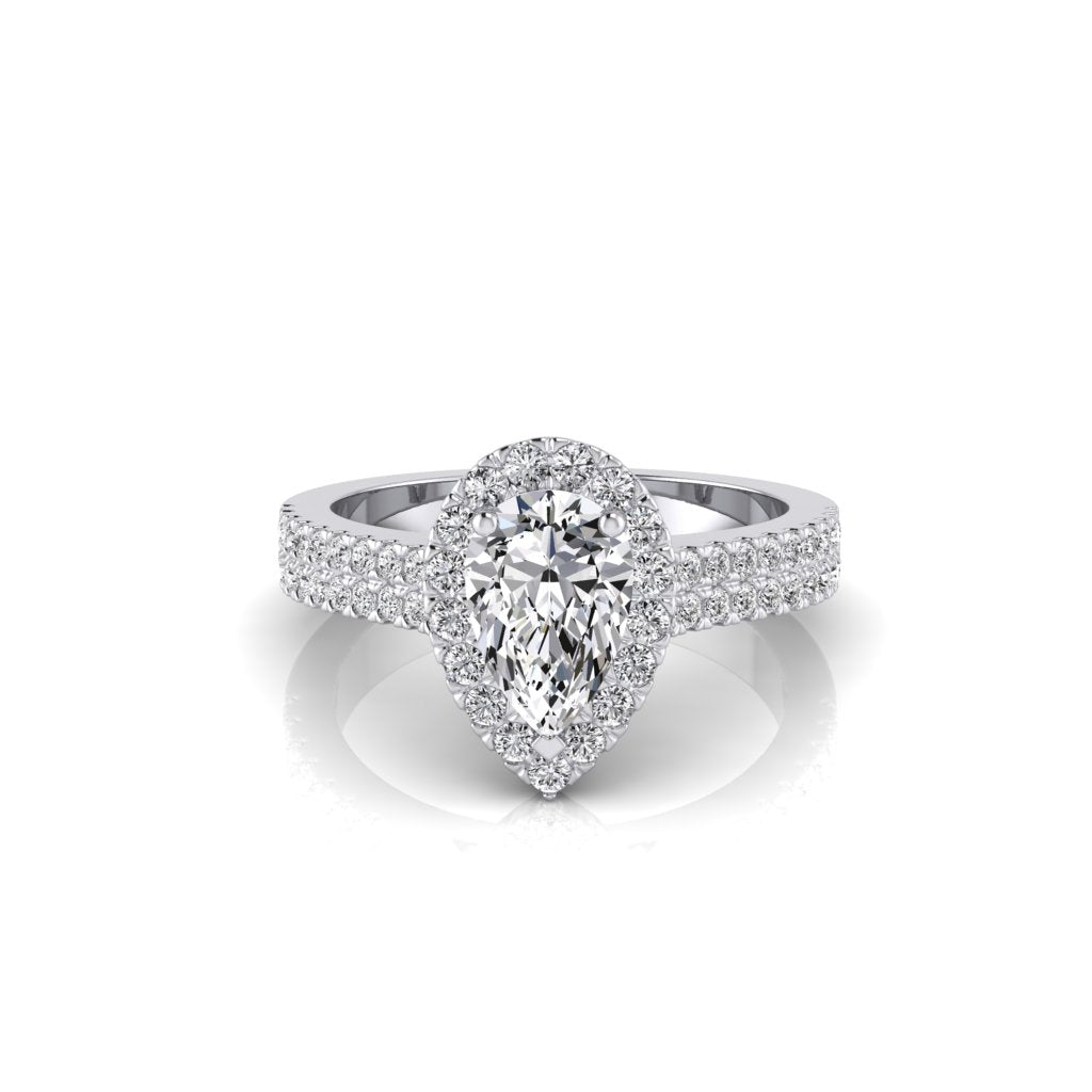Audrey Pear Double Row Halo Ring